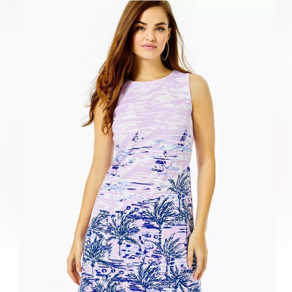 Lilly Pulitzer Gellar Pique Purple Iris On The Horizon Dress - Sz XL GUC